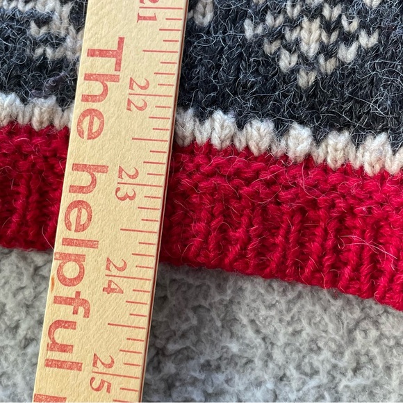 VTG Eddie Baure Sweater Womens‎ M Red Mulit Color Button Wool Alpaca Holida - Picture 9 of 11